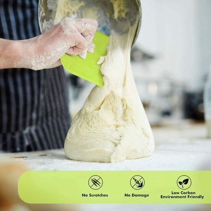 Dough Scraper - 3-Piece - Bread Scraper - Flexible Bowl Scraper - Home Baking Supplies - Green and White V1188-ZXY-131-698