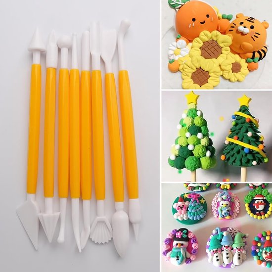 Fondant Modeling Tools - Set of 8 - Decorative Fondant Tools - Decorating Tools - Double-Sided Decorating V1188-ZXY-131-706