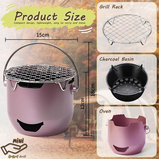 Grill - Portable Charcoal Grill - Mini Stainless Steel Charcoal Grill - Small Outdoor Grill - Suitable for V1188-ZXY-131-709