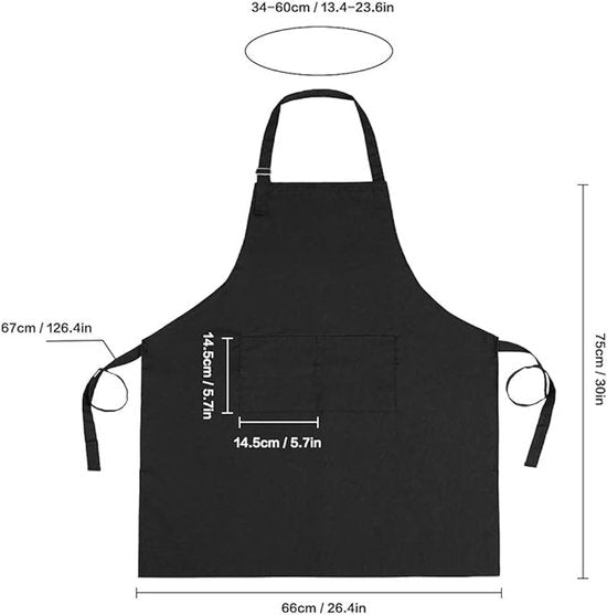 Apron - 1 piece - Cooking apron - Cotton apron - Apron - Work apron - Black cotton apron V1188-ZXY-131-721