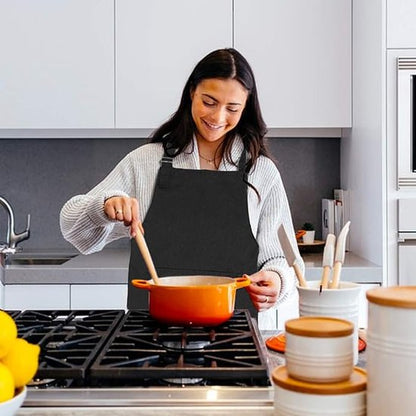 Apron - 1 piece - Cooking apron - Cotton apron - Apron - Work apron - Black cotton apron V1188-ZXY-131-721
