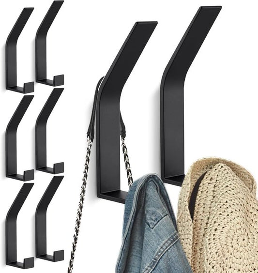 Hooks - 6 pieces - Black clothes hooks - Suitable for screwing with a hidden hole - Modern wall coat rack - V1188-ZXY-131-722