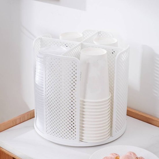 Rotating cup holder for paper cups - holder with four compartments - with 360 degrees rotating base - V1188-ZXY-131-739