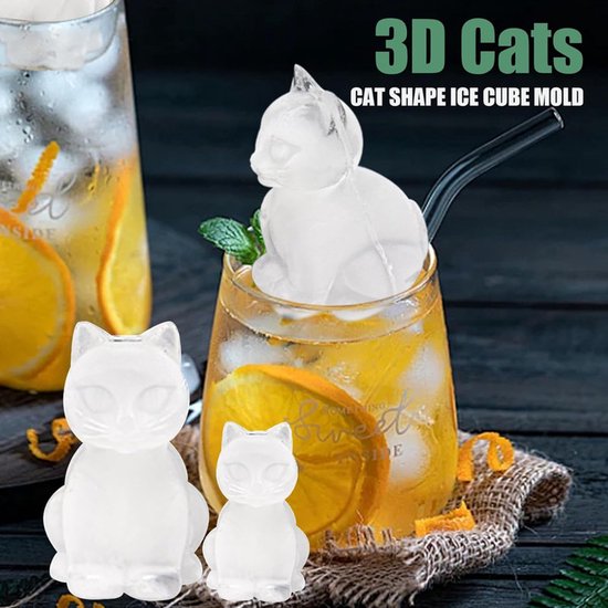 3D Cat Ice Cube Mold - With Integrated Funnel - Silicone for Cocktails & Whisky - Easy De-Moulding V1188-ZXY-131-740