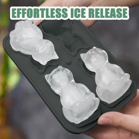 3D Cat Ice Cube Mold - With Integrated Funnel - Silicone for Cocktails & Whisky - Easy De-Moulding V1188-ZXY-131-740