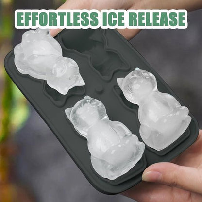 3D Cat Ice Cube Mold - With Integrated Funnel - Silicone for Cocktails & Whisky - Easy De-Moulding V1188-ZXY-131-740