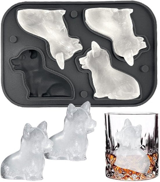 3D Corgi Ice Cube Mold - With Integrated Funnel - Cute Dog Shape - Silicone & Easy De-molding V1188-ZXY-131-741