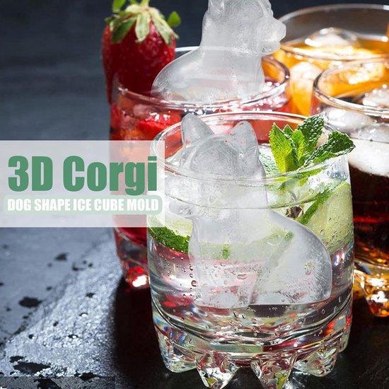 3D Corgi Ice Cube Mold - With Integrated Funnel - Cute Dog Shape - Silicone & Easy De-molding V1188-ZXY-131-741