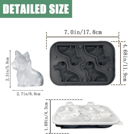 3D Corgi Ice Cube Mold - With Integrated Funnel - Cute Dog Shape - Silicone & Easy De-molding V1188-ZXY-131-741