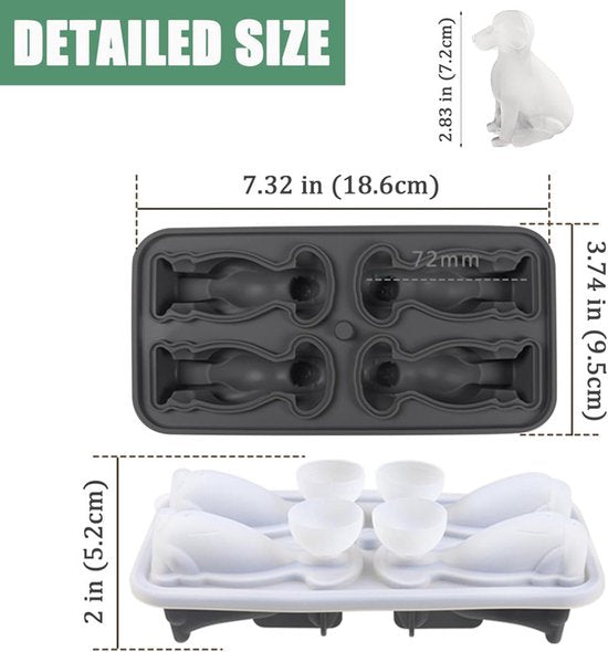 3D Labrador Ice Cube Mold - With Integrated Funnel - Dog Friendly Shape - Silicone & Easy De-molding V1188-ZXY-131-743
