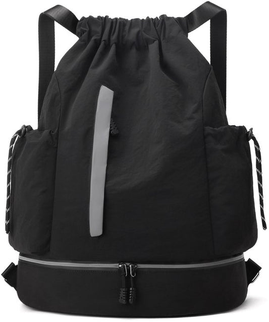 Drawstring Backpack - Waterproof Sports Bag - Lightweight Sports Backpack - With Shoe Compartment - Unisex - V1188-ZXY-131-744