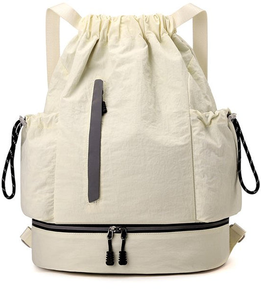Drawstring Backpack - Waterproof Sports Bag - Lightweight Sports Backpack - With Shoe Compartment - Unisex - V1188-ZXY-131-745