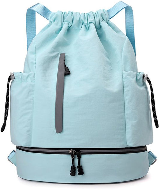 Drawstring Backpack - Waterproof Sports Bag - Lightweight Sports Backpack - With Shoe Compartment - Unisex - V1188-ZXY-131-746