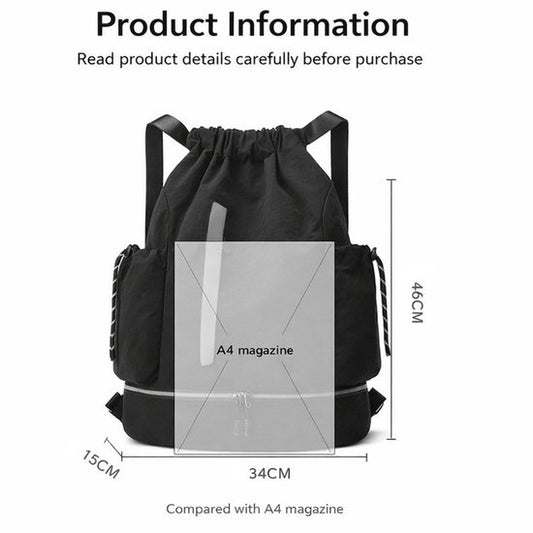 Drawstring Backpack - Waterproof Sports Bag - Lightweight Sports Backpack - With Shoe Compartment - Unisex - V1188-ZXY-131-746