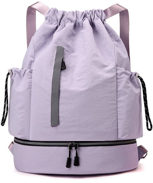 Drawstring Backpack - Waterproof Sports Bag - Lightweight Sports Backpack - With Shoe Compartment - Unisex - V1188-ZXY-131-748