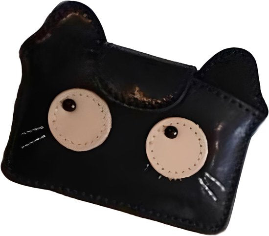 Women's wallet - Solid color - Cat design - A gift for young women and ladies (Black) V1188-ZXY-131-760