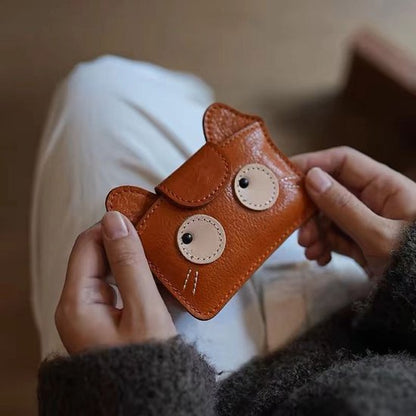 Women's wallet - Solid color - Cat design - A gift for young women and ladies (Brown) V1188-ZXY-131-761