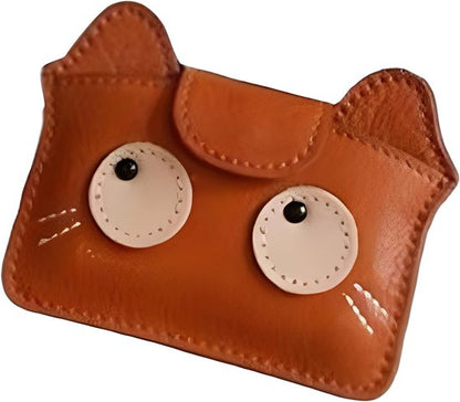 Women's wallet - Solid color - Cat design - A gift for young women and ladies (Brown) V1188-ZXY-131-761