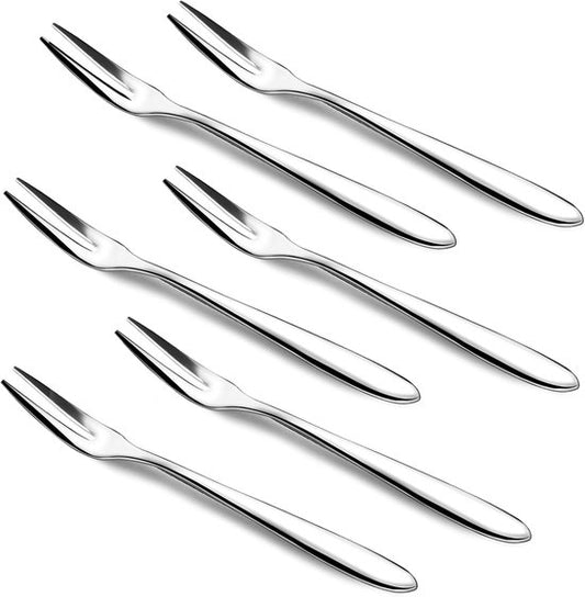 Stainless steel fork set - 6 pieces - Fruit forks - Pastry forks - Small silver-colored metal forks - V1188-ZXY-131-766