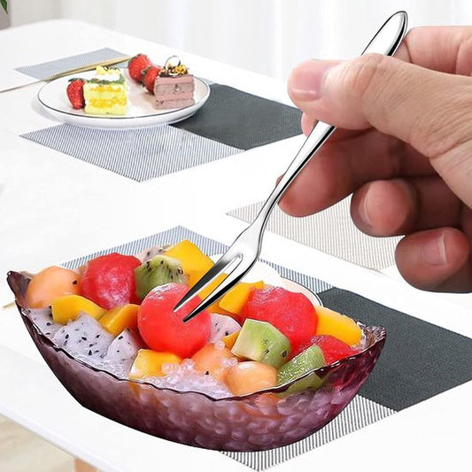 Stainless steel fork set - 6 pieces - Fruit forks - Pastry forks - Small silver-colored metal forks - V1188-ZXY-131-766