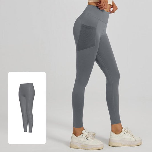 Slim Fit Sports Pants - High Waist Yoga Pants with Side Pockets - Soft and Stretchy Blended Fabric, V1188-ZXY-131-778
