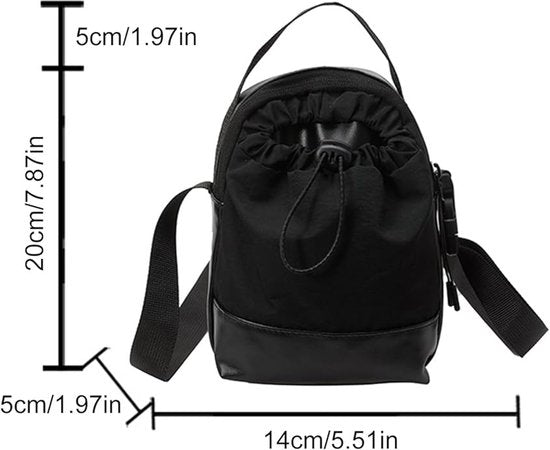 Women's shoulder bag - casual bag - adjustable canvas bag with drawstring - suitable for daily commuting and V1188-ZXY-131-781
