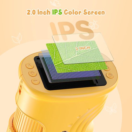 1000x Digital Children's Microscope - With 2 Inch IPS Screen & 8 LED Lights - Handy & Easy to Use for Nature V1188-ZXY-131-788