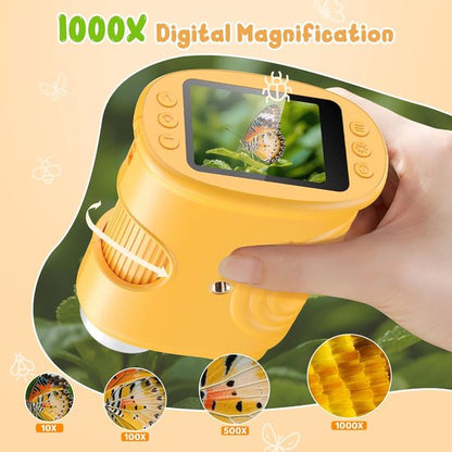 1000x Digital Children's Microscope - With 2 Inch IPS Screen & 8 LED Lights - Handy & Easy to Use for Nature V1188-ZXY-131-788