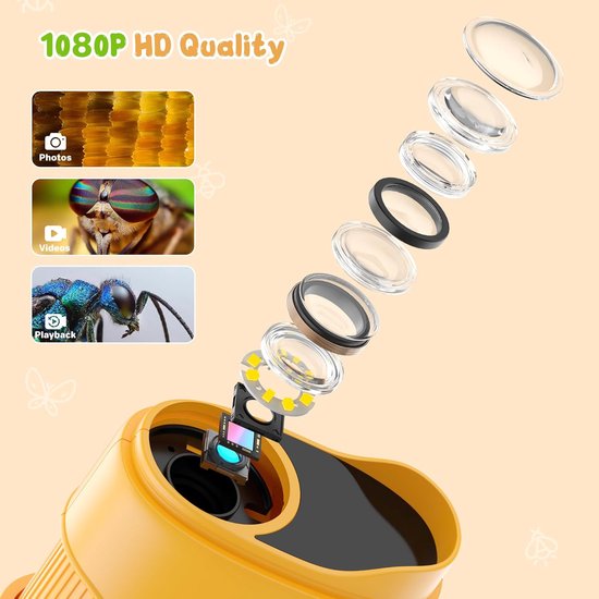 1000x Digital Children's Microscope - With 2 Inch IPS Screen & 8 LED Lights - Handy & Easy to Use for Nature V1188-ZXY-131-788