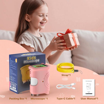 1000x Digital Children's Microscope - With 2 Inch IPS Screen & 8 LED Lights - Handy & Easy to Use for Nature V1188-ZXY-131-789
