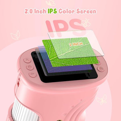 1000x Digital Children's Microscope - With 2 Inch IPS Screen & 8 LED Lights - Handy & Easy to Use for Nature V1188-ZXY-131-789