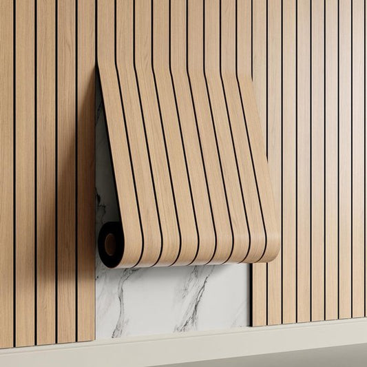 2 Pack Peel and Stick Oak Wood Slat Feature Wall Panels 300x40cm Each | DIY TV Headboard PVC Decor Wall Liner V1188-ZXY-131-790