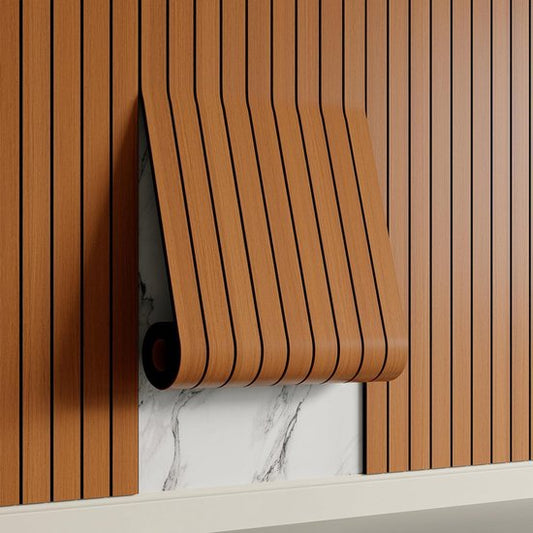2 Pack Peel and Stick Oak Wood Slat Feature Wall Panels 300x40cm Each | DIY TV Headboard PVC Decor Wall Liner V1188-ZXY-131-791
