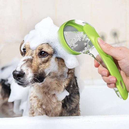 Dog Wash Brush with Soap Dispenser - Long Handle & Soft Massage Head - For Efficient Coat Care V1188-ZXY-131-795