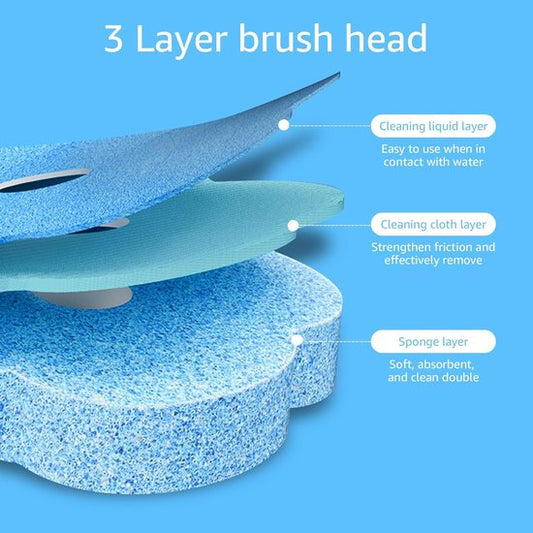 Toilet Brush Set with 24 Replaceable Heads - 360 degrees Cleaning & Pre-assembled Cleaning Solution - V1188-ZXY-131-797