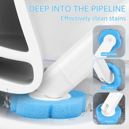 Toilet Brush Set with 24 Replaceable Heads - 360 degrees Cleaning & Pre-assembled Cleaning Solution - V1188-ZXY-131-797
