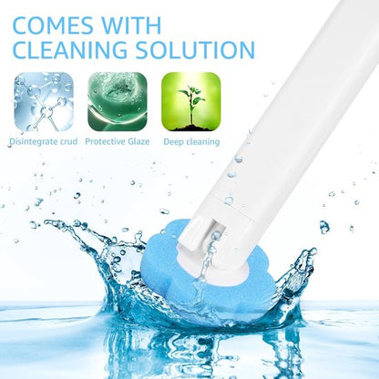 Toilet Brush Set with 24 Replaceable Heads - 360 degrees Cleaning & Pre-assembled Cleaning Solution - V1188-ZXY-131-797