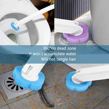 Toilet Brush Set with 24 Replaceable Heads - 360 degrees Cleaning & Pre-assembled Cleaning Solution - V1188-ZXY-131-797