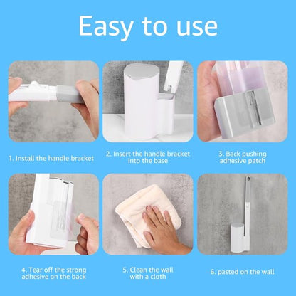 Toilet Brush Set with 24 Replaceable Heads - 360 degrees Cleaning & Pre-assembled Cleaning Solution - V1188-ZXY-131-797