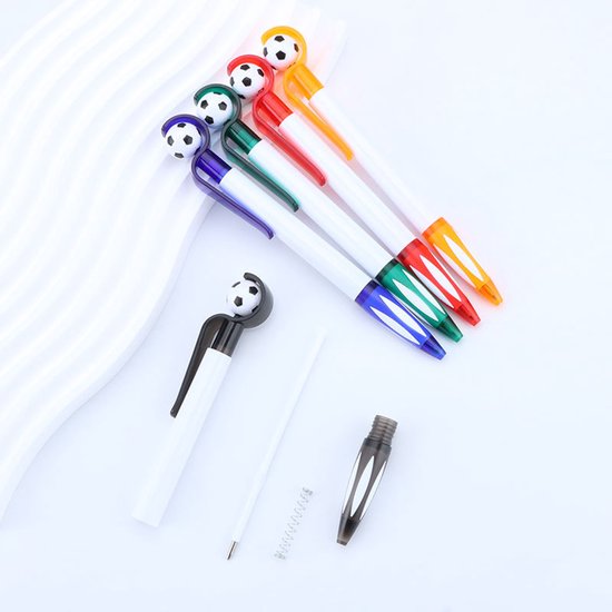 5-Pack Football Ballpoint Pens - Retractable & Non-Slip Grip - 1.0mm Black Ink for Smooth Writing V1188-ZXY-131-798