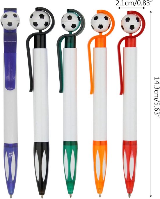 5-Pack Football Ballpoint Pens - Retractable & Non-Slip Grip - 1.0mm Black Ink for Smooth Writing V1188-ZXY-131-798
