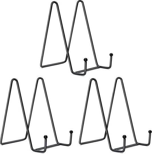 6 Inch Black Metal Display Stands - 3-Pack for Photos, Books & Art - Sturdy Metal Design V1188-ZXY-131-799