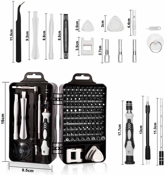 115-Piece Precision Screwdriver Set - Magnetic for Phone, Laptop & Electronics - Professional Repair Kit with V1188-ZXY-131-800
