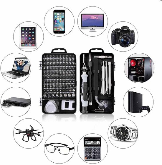 115-Piece Precision Screwdriver Set - Magnetic for Phone, Laptop & Electronics - Professional Repair Kit with V1188-ZXY-131-800