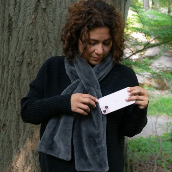 Scarf with Concealed Zipper Pocket - Secure Storage Pocket for Keys & Cards - Downy Soft & Warm - Gray V1188-ZXY-131-807