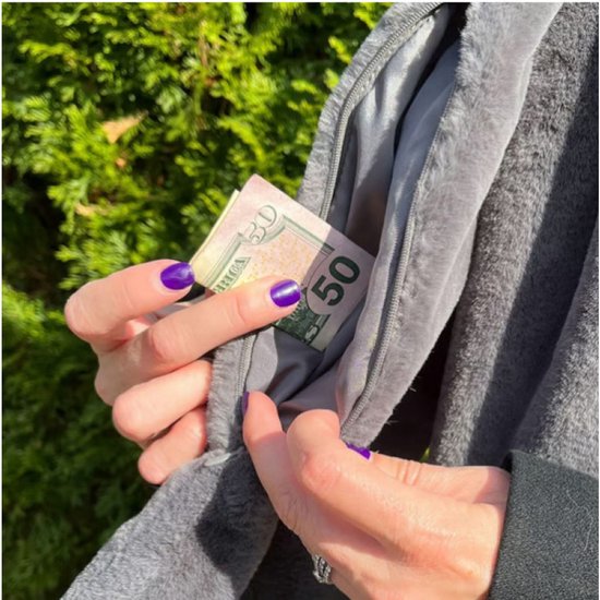 Scarf with Concealed Zipper Pocket - Secure Storage Pocket for Keys & Cards - Downy Soft & Warm - White V1188-ZXY-131-811