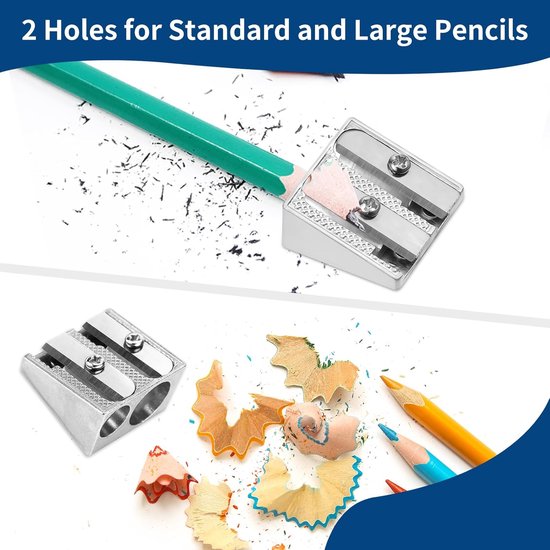 Pencil Sharpener - 3-Piece - Double Hole Pencil Sharpener - Portable Manual Pencil Sharpener - Suitable for V1188-ZXY-131-818