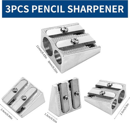 Pencil Sharpener - 3-Piece - Double Hole Pencil Sharpener - Portable Manual Pencil Sharpener - Suitable for V1188-ZXY-131-818