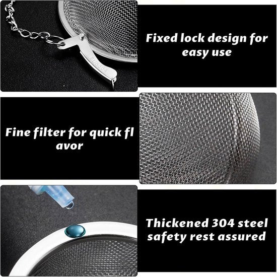 Tea filter - 3 pieces - Stainless steel tea filter - Tea ball filter - Tea filter pot - Infusion ball - V1188-ZXY-131-820