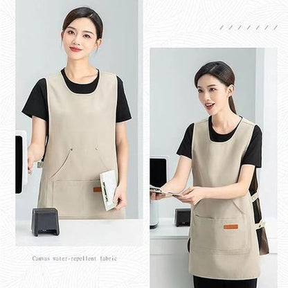 Apron - Vest-style apron - Baking and kitchen wear - Waterproof - Stain resistant - Unisex - Khaki V1188-ZXY-131-826